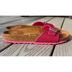 Birkenstock Relax Madrid Glitter Slip On Summer Flat Pink Sandals Shoe Women's 7